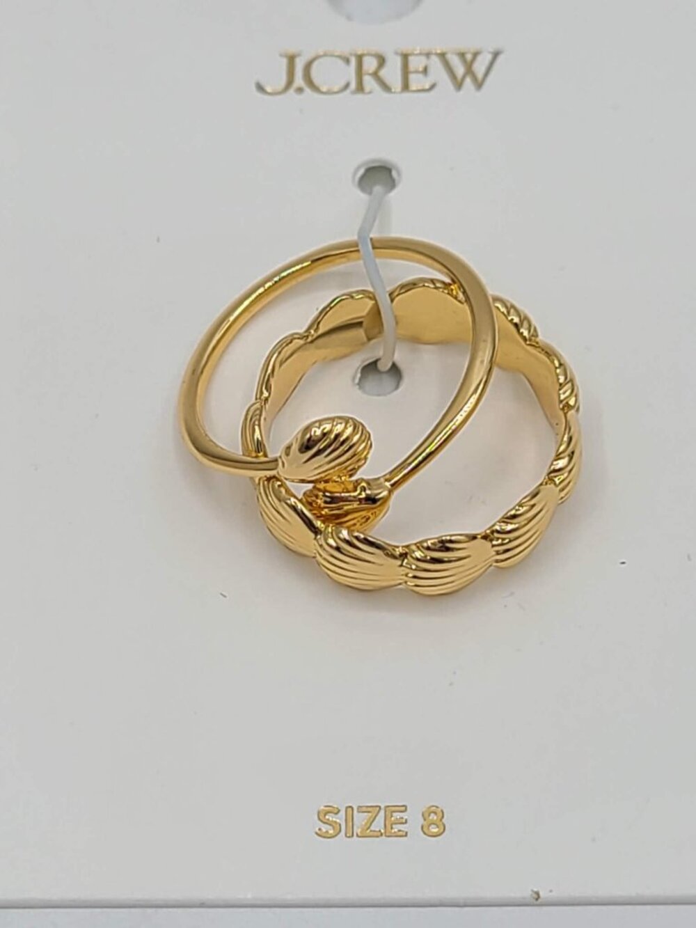 J Crew Gold Tone Shell Rings Set of 2 NWT size 8